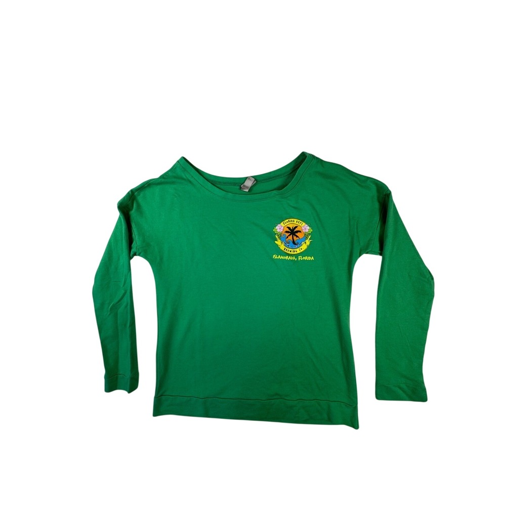 Florida Keys Brewing Co Shirt Women's Medium Green Long‎ Sleeve Graphic